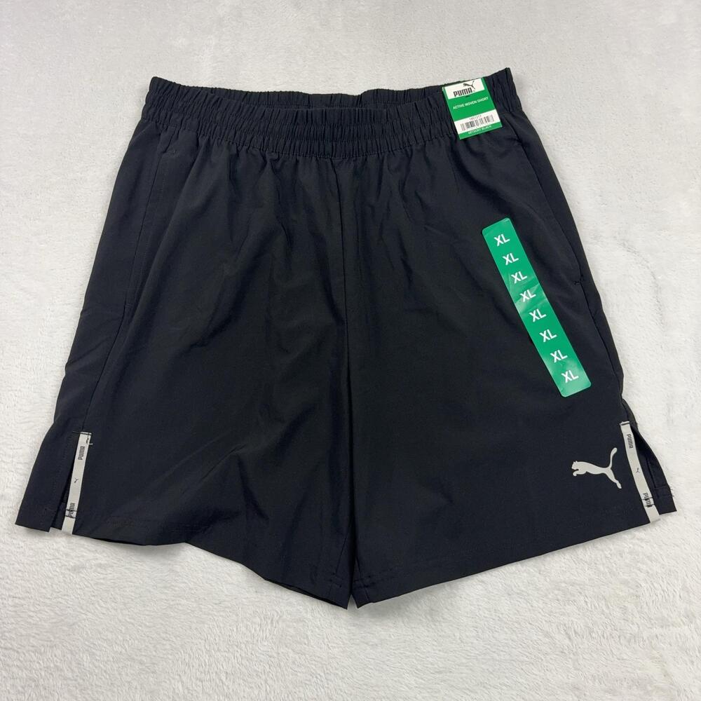 PUMA Bermuda Shorts Men XL Black Polyester Microfiber Elastic Waist Pockets